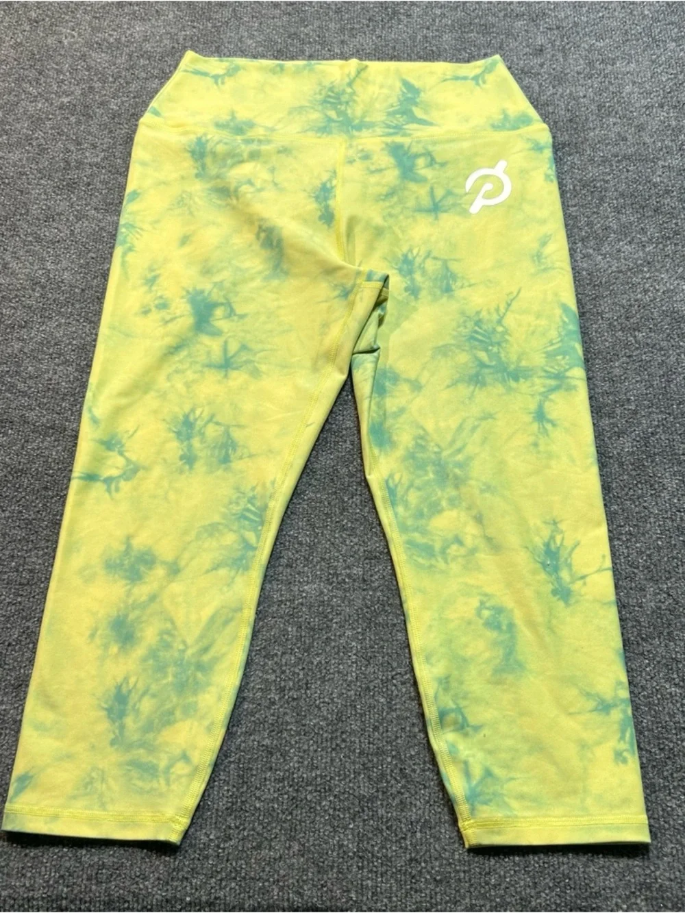 Peloton Neon Yellow and Teal Tie-Dye High-Rise Leggings - Picture 2 of 8